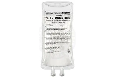 POLIFLEKS %10 DEKSTROZ 1000 ML SOL SETSIZ ürün ambalajı. Etkin maddesi serum. Üretici: POLİFARMA İLAÇ SAN. VE TİC. A.Ş.
