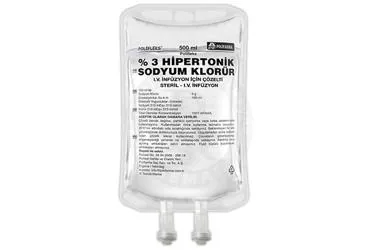 Serum içeren POLIFLEKS % 3 SODYUM KLORUR SOL. 500 ML(PVC TORBA) SETLI kutu fotoğrafı. Üretici: POLİFARMA İLAÇ SAN. VE TİC. A.Ş.