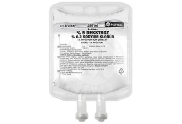 POLIFLEKS %5 DEKSTROZ %0,2 SODYUM KLORUR SOLUSYON 250 ML SETLI PVC TORBA (dekstroz monohidrat+sodyum klorur) ambalajı, solüsyon. Üretici: POLİFARMA İLAÇ SAN. VE TİC. A.Ş.