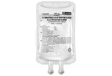 POLIFLEKS %5 DEKSTROZ %0,45 SODYUM KLORUR %0,3 POTASYUM KLORUR SOLUSYON 500 ML SETSIZ PVC TORBA (dekstroz monohidrat + sodyum klorur + potasyum klorur) kutusu, solüsyon. Üretici: POLİFARMA İLAÇ SAN. VE TİC. A.Ş.