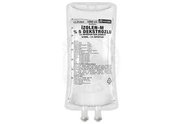 POLIFLEKS IZOLEN-M %5 DEKSTROZLU 1000 ML PVC SOLUSYON(SETLI) ambalajı. Serum içeren solüsyon. Üretici: POLİFARMA İLAÇ SAN. VE TİC. A.Ş.