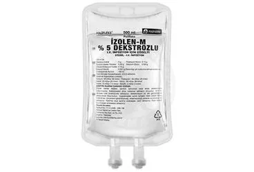 POLIFLEKS IZOLEN-M %5 DEKSTROZLU SOLUSYON 500 CC PVC SETLI (serum) kutu fotoğrafı, solüsyon. Üretici: POLİFARMA İLAÇ SAN. VE TİC. A.Ş.