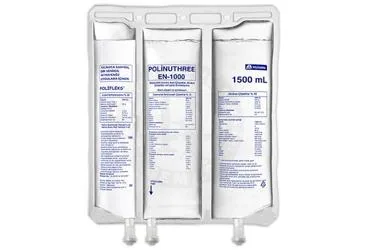 POLINUTHREE EN-1000ELEKTROLITLI AMINO ASIT COZELTISI GLUKOZ COZELTISI VE LIPIDEMULSIYONU 1500 ML (amino asit + glukoz + zeytinyagi bazli lipid solusyonu) kutusu, çözelti. Üretici: POLİFARMA İLAÇ SAN. VE TİC. A.Ş.