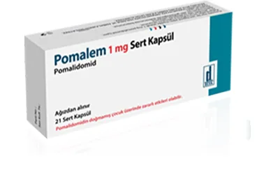 POMALEM 1 MG SERT KAPSUL (21 SERT KAPSUL) kutu fotoğrafı. Pomalidomid içeren kapsül. Üretici: DEVA HOLDİNG ANONİM ŞİRKETİ.