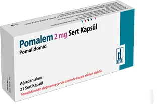 POMALEM 2 MG SERT KAPSUL (21 SERT KAPSUL) ürün ambalajı, kapsül formunda pomalidomid içerir. Üretici: DEVA HOLDİNG ANONİM ŞİRKETİ.