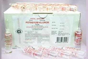 POTASYUM CHL %7.5 10 ML 100 AMPUL (potasyum klorür) ambalajı, ampul. Üretici: GALEN İLAÇ SAN.VE TİC.A.Ş.