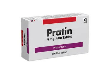 PRATIN 4 MG 30 FILM KAPLI TABLET kutusu, film kaplı tablet formunda pitavastatin içerir. Üretici: NOBEL İLAÇ SAN. VE TİC. A.Ş.