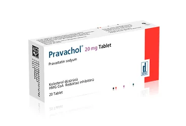 PRAVACHOL 20 MG 20 TABLET kutu fotoğrafı. Pravastatin sodyum içeren tablet. Üretici: DEVA HOLDİNG ANONİM ŞİRKETİ.