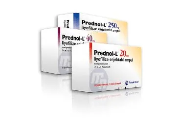 PREDNOL-L 20 MG 1 AMPUL (metilprednizolon) ürün ambalajı, ampul. Üretici: GENSENTA İLAÇ SANAYİ VE TİCARET ANONİM ŞİRKETİ.