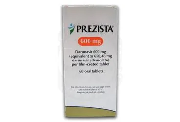 PREZISTA 600 MG 60 FILM KAPLI TABLET ambalajı. Darunavir içeren film kaplı tablet. Üretici: JOHNSON AND JOHNSON SIHHİ MALZEME SANAYİ VE TİCARET LİMİTED ŞİRKETİ.