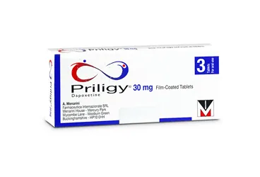 PRILIGY 30 MG 3 FILM KAPLI TABLET ürün ambalajı, film kaplı tablet formunda dapoksetin içerir. Üretici: MENARİNİ İLAÇ SANAYİ VE TİCARET A.Ş.