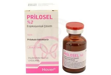 PRILOSEL %2 ENJEKSIYONLUK COZELTI (20 ML, 1 FLAKON) kutusu, çözelti formunda prilokain içerir. Üretici: HAVER FARMA İLAÇ ANONİM ŞİRKETİ.