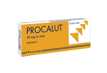 Bicalutamide içeren film kaplı tablet: PROCALUT 50 MG 28 FİLM TABLET kutu fotoğrafı. Üretici: KOÇAK FARMA İLAÇ VE KİMYA SANAYİ A.Ş.
