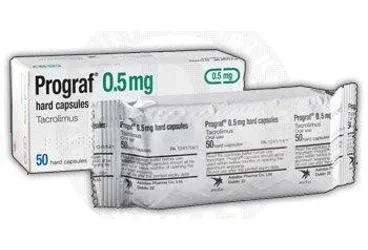 PROGRAF 0,5 MG 50 KAPSUL (takrolimus) ürün ambalajı, kapsül. Üretici: ASTELLAS PHARMA İLAÇ TİCARET VE SANAYİ ANONİM ŞİRKETİ.