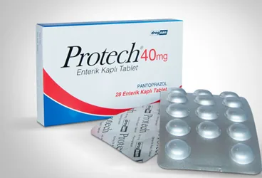 PROTECH 40 MG 14 ENTERIK KAPLI TABLET ambalajı, tablet formunda pantoprazol içerir. Üretici: DROGSAN İLAÇLARI SAN. VE TİC. A.Ş.