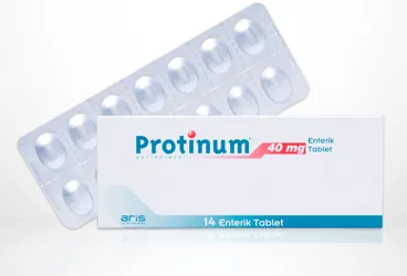 Pantoprazol içeren tablet: PROTINUM 40 MG 56 ENTERIK TABLET kutu fotoğrafı. Üretici: ALİ RAİF İLAÇ SANAYİ A.Ş.