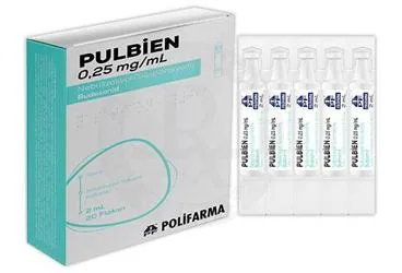 Budesonid -inhalant içeren süspansiyon: PULBIEN 0,25 MG/ML NEBULIZASYON SUSPANSIYONU (20 ADET) kutusu. Üretici: POLİFARMA İLAÇ SAN. VE TİC. A.Ş.