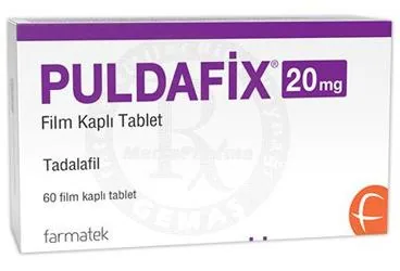 PULDAFIX 20 MG FILM KAPLI TABLET (60 TABLET) (tadalafil) ürün ambalajı, film kaplı tablet. Üretici: FARMA-TEK İLAÇ SANAYİ VE TİCARET A.Ş.