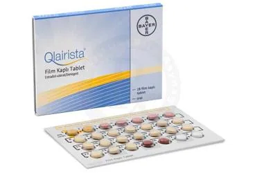 QLAIRISTA 28 FILM KAPLI TABLET ambalajı, film kaplı tablet formunda estradiol + dienogest içerir. Üretici: BAYER TÜRK KİMYA SAN. LTD. ŞTİ.