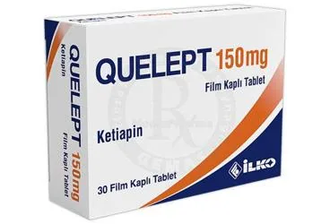 QUELEPT 150 MG FILM KAPLI TABLET (30 TABLET) (ketiapin) kutu fotoğrafı, film kaplı tablet. Üretici: İLKO İLAÇ SAN. VE TİC. A.Ş.