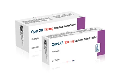 QUET XR 150 MG UZATILMIS SALIMLI 30 TABLET kutu fotoğrafı, tablet formunda ketiapin içerir. Üretici: DEVA HOLDİNG ANONİM ŞİRKETİ.