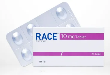RACE 10 MG 28 TABLET (ramipril) kutusu, tablet. Üretici: ALİ RAİF İLAÇ SANAYİ A.Ş.