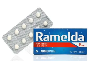 Ramelteon içeren film kaplı tablet: RAMELDA 8 MG 10 FILM TABLET kutu fotoğrafı. Üretici: ABDİ İBRAHİM İLAÇ SANAYİ VE TİCARET A.Ş.