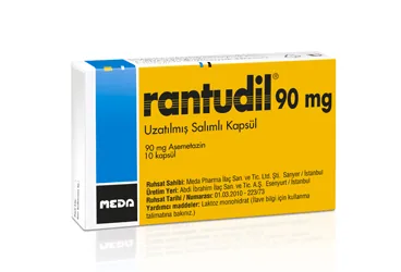 RANTUDIL 90 MG UZATILMIS SALIMLI 10 KAPSUL (asemetasin) kutu fotoğrafı, kapsül. Üretici: VİATRİS İLAÇLARI LİMİTED ŞİRKETİ.