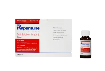 Sirolimus içeren solüsyon: RAPAMUNE 1 MG/ML 60 ML ORAL SOLÜSYON ambalajı. Üretici: PFİZER PFE İLAÇLARI ANONİM ŞİRKETİ.