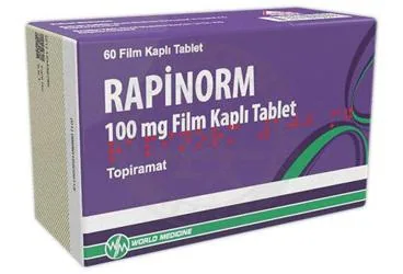 RAPINORM 100 MG FILM TABLET (60 FILM TABLET) ambalajı. Topiramat içeren film kaplı tablet. Üretici: WORLD MEDICINE İLAÇ SAN. VE TİC. A.Ş.