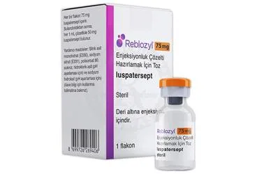 REBLOZYL 75 MG ENJEKSIYONLUK COZELTI HAZIRLAMAK ICIN TOZ (1 FLAKON) ürün ambalajı, çözelti formunda luspatersept içerir. Üretici: BRISTOL-MYERS SQUIBB İLAÇLARI INC. İSTANBUL ŞUBESİ.