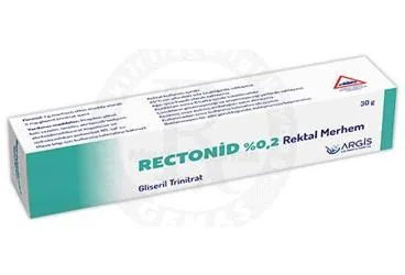 RECTONID %0,2 REKTAL MERHEM (30 G) ambalajı. Gliseril trinitrat -rektal içeren merhem. Üretici: ARGİS İLAÇ SANAYİ VE TİCARET ANONİM ŞİRKETİ.