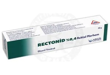 RECTONID %0,4 REKTAL MERHEM (gliseril trinitrat -rektal) kutu fotoğrafı, merhem. Üretici: ARGİS İLAÇ SANAYİ VE TİCARET ANONİM ŞİRKETİ.