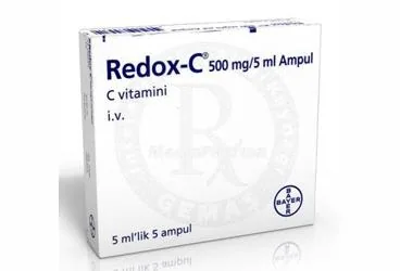 REDOX-C AMPUL 500 MG/5 ML kutusu, ampul formunda vitamin c içerir. Üretici: BAYER TÜRK KİMYA SAN. LTD. ŞTİ.