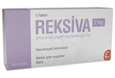 Remifentanil içeren çözelti: REKSIVA 2 MG INFUZYONLUK COZELTI HAZIRLAMAK ICIN TOZ kutusu. Üretici: FARMA-TEK İLAÇ SANAYİ VE TİCARET A.Ş.