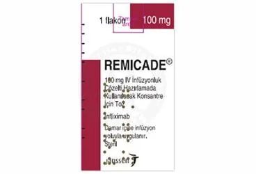 Infliksimab içeren çözelti: REMICADE 100 MG IV INFUZYONLUK COZELTI HAZIRLAMADA KULLANILACAK KONSANTRE ICIN TOZ 1 FLAKON kutu fotoğrafı. Üretici: JOHNSON AND JOHNSON SIHHİ MALZEME SANAYİ VE TİCARET LİMİTED ŞİRKETİ.