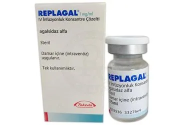 REPLAGAL 1 MG/ML IV INFUZYONLUK KONSANTRE COZELTI, 1 ADET kutusu. Agalsidaz alfa içeren çözelti. Üretici: TAKEDA İLAÇ SAĞLIK SANAYİ TİCARET LTD.ŞTİ.