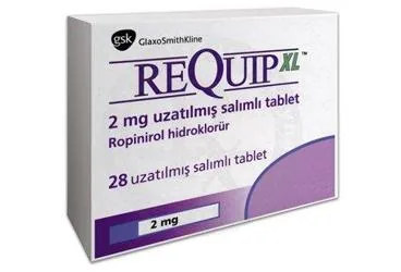 REQUIP XL 2 MG UZATILMIŞ SALIMLI 28 TABLET ürün ambalajı. Ropinirol içeren tablet. Üretici: GLAXOSMİTHKLİNE İLAÇLARI SAN. VE TİC. A.Ş.