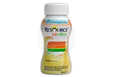 Enteral beslenme içeren RESOURCE 2.0 FIBRE VANILYA AROMALI 200 ML kutusu. Üretici: NESTLE TÜRKİYE GIDA SANAYİ ANONİM ŞİRKETİ.