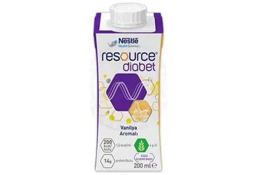 RESOURCE DIABET VANILYA 200 ML kutu fotoğrafı. Etkin maddesi beslenme solusyonu. Üretici: NESTLE TÜRKİYE GIDA SANAYİ ANONİM ŞİRKETİ.