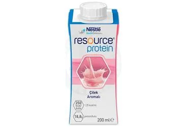 RESOURCE PROTEIN CILEK AROMALI 200 ML ürün ambalajı. Etkin maddesi beslenme solusyonu. Üretici: NESTLE TÜRKİYE GIDA SANAYİ ANONİM ŞİRKETİ.