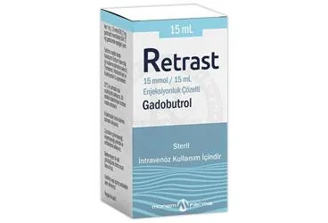 RETRAST 15 MMOL/ 15 ML ENJEKSIYONLUK COZELTI 1 FLAKON kutusu, çözelti formunda gadobutrol içerir. Üretici: MONEMFARMA İLAÇ SAN. VE TİC. A.Ş.