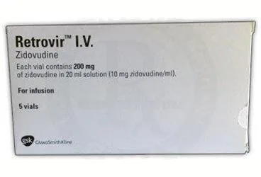 RETROVIR 200 MG/20ML 5 FLAKON (zidovudin) ürün ambalajı, flakon. Üretici: GLAXOSMİTHKLİNE İLAÇLARI SAN. VE TİC. A.Ş.