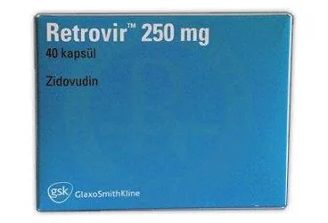 RETROVIR 250 MG SERT KAPSUL (40 KAPSUL) (zidovudin) kutu fotoğrafı, kapsül. Üretici: GLAXOSMİTHKLİNE İLAÇLARI SAN. VE TİC. A.Ş.