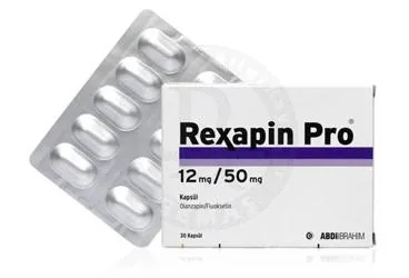 REXAPIN PRO 12 MG / 50 MG KAPSUL (30 KAPSUL) kutu fotoğrafı, kapsül formunda olanzapin + fluoksetin içerir. Üretici: ABDİ İBRAHİM İLAÇ SANAYİ VE TİCARET A.Ş.