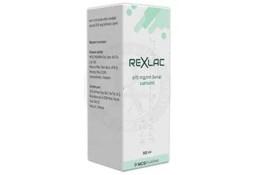 REXLAC 670 MG/ML SURUP (300 ML) kutu fotoğrafı, şurup formunda laktuloz içerir. Üretici: MCG PHARMA İLAÇ SANAYİ VE TİCARET LİMİTED ŞİRKETİ.