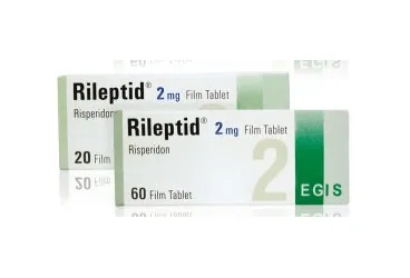 Risperidon içeren tablet: RILEPTID 2 MG FILM KAPLI 20 TABLET kutusu. Üretici: FARMA-TEK İLAÇ SANAYİ VE TİCARET A.Ş.