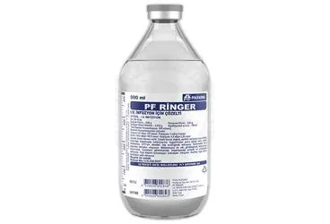 Serum içeren solüsyon: RINGER SOLUSYONU 500 ML (CAM SISE) SETLI ambalajı. Üretici: POLİFARMA İLAÇ SAN. VE TİC. A.Ş.