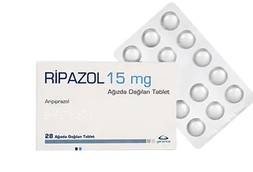 RIPAZOL 15 MG AGIZDA DAGILAN 28 TABLET kutu fotoğrafı. Aripiprazol içeren tablet. Üretici: GENVEON İLAÇ SANAYİ VE TİCARET ANONİM ŞİRKETİ.