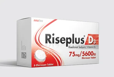 Risedronat + vitamin d3 içeren efervesan tablet: RISEPLUS D3 75 MG/5600 IU 6 EFERVESAN TABLET kutu fotoğrafı. Üretici: NEUTEC İLAÇ SANAYİ TİCARET ANONİM ŞİRKETİ.